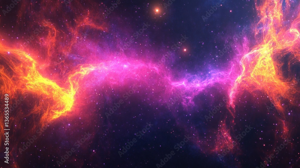 Fototapeta premium Abstract cosmic nebula, vibrant colors of space dust and gas clouds.