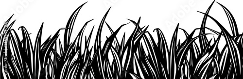 Grass border silhouette – botanical monochrome vector pattern