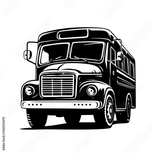 vintage bus black and white vector