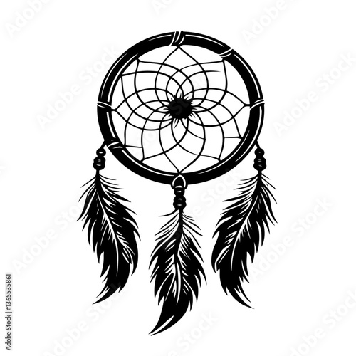 dream catcher black and white vector illustration