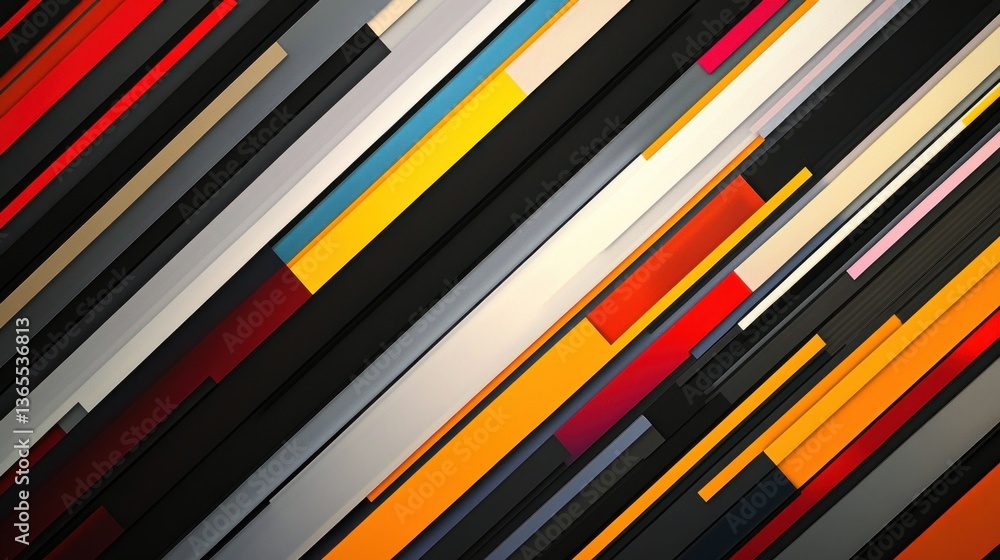 Fototapeta premium Abstract diagonal lines and blocks of vibrant colors.