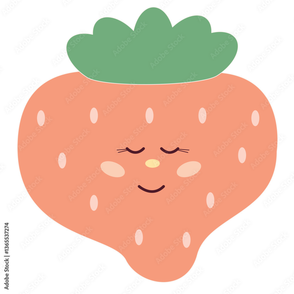 Cute Red Strawberry Berry Fruit Funny Kawaii Smiling Face Character Icon Symbol. Cute Red Strawberry Berry Fruit Funny Kawaii Smiling Face Character Icon Symbol.