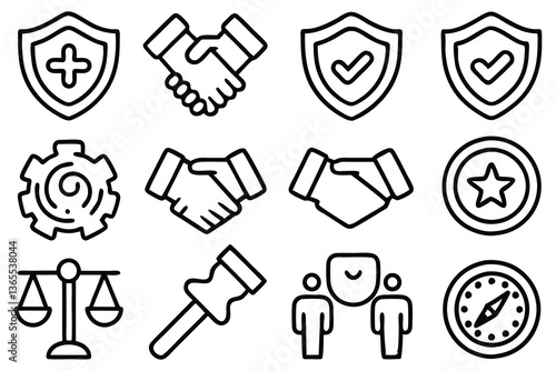 integrity stroke outline icons set