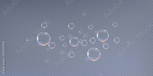 Realistic soap bubbles Flying. bubbles Flying.