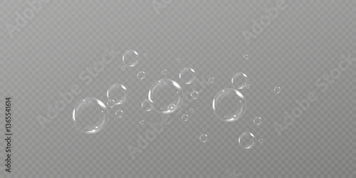Realistic soap bubbles Flying. bubbles Flying.