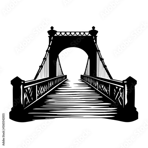 suspension bridge black and white vector