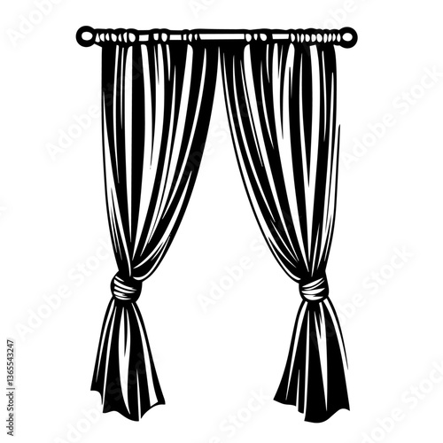 classic window curtains vector illustration