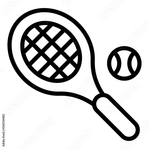 Tennis Racket Vector Line Icon Design