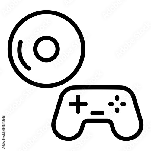 Video Game Disc Vector Line Icon Design