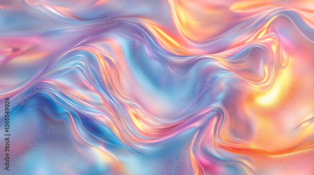 Obraz premium Abstract fluid design with iridescent, pastel colors. Smooth, flowing textures create a dynamic, dreamy effect..