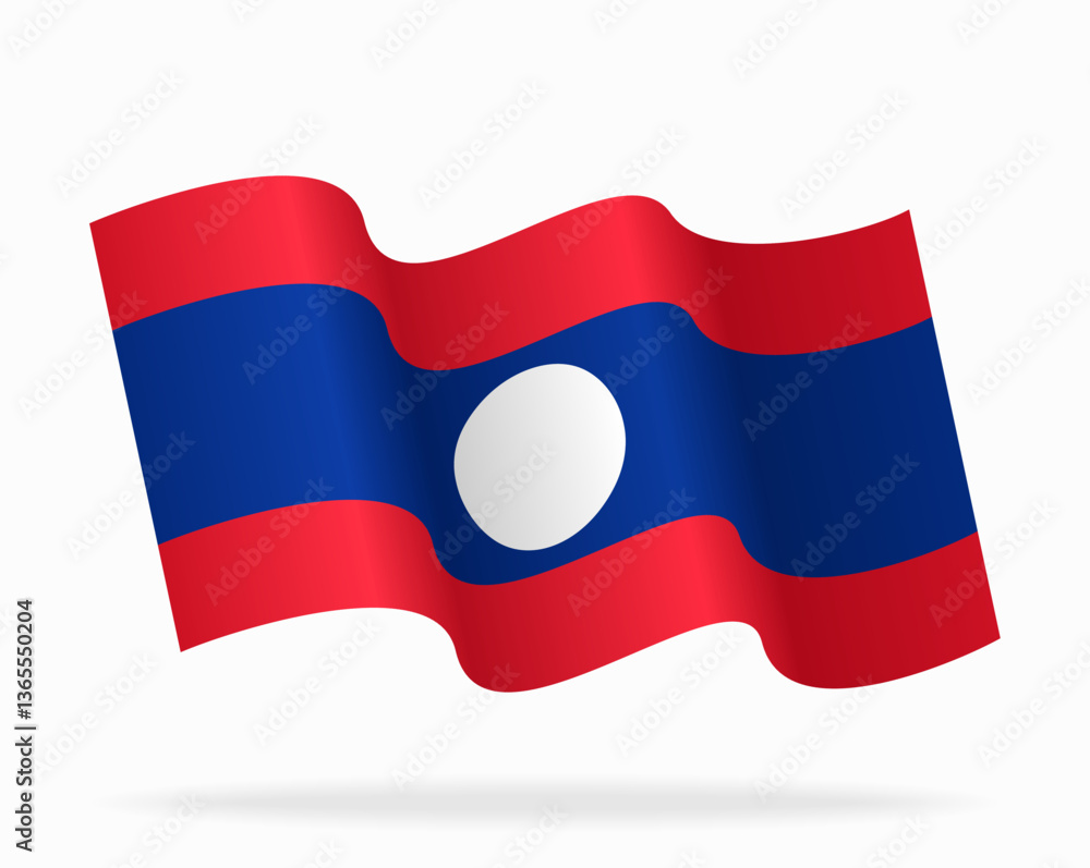 Naklejka premium Laotian flag wavy background layout. Vector illustration.