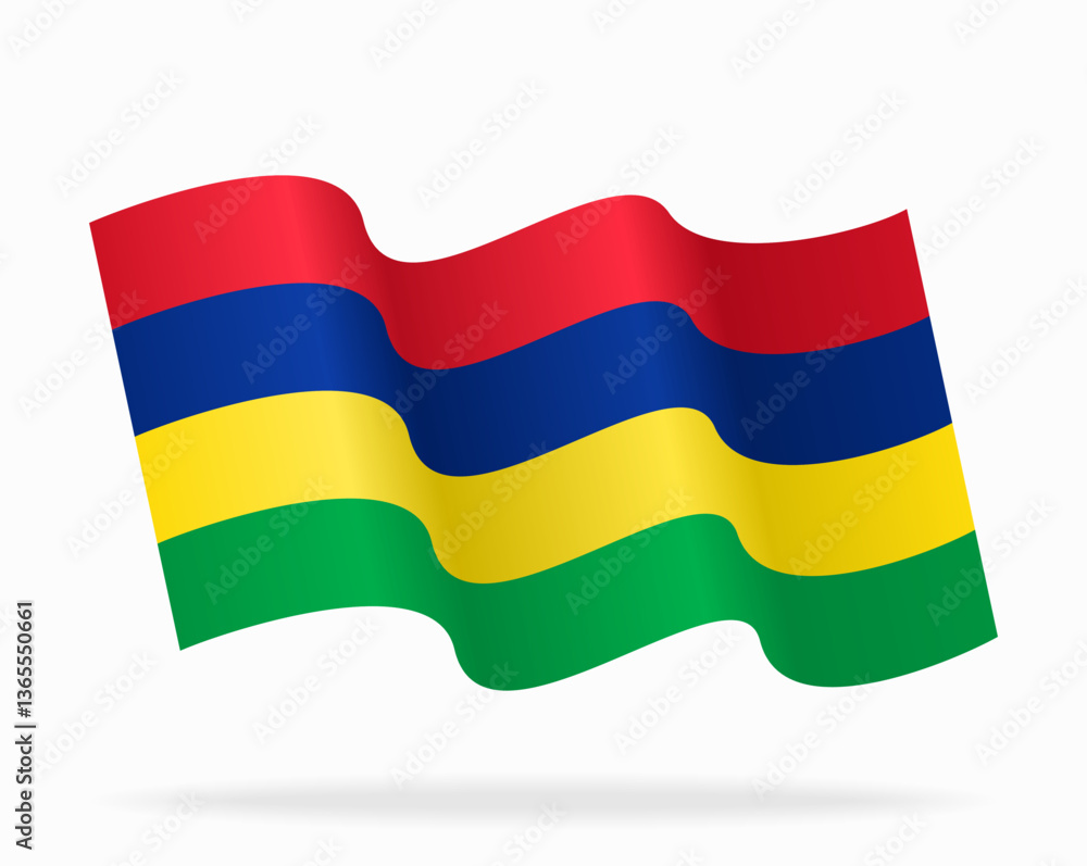 Fototapeta premium Mauritius flag wavy background layout. Vector illustration.