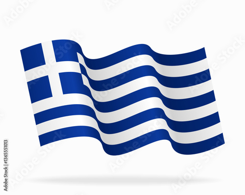 Greek flag wavy background layout. Vector illustration.