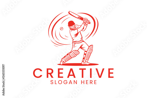 Cricket player vector illustration logo design for sports team or tournament use