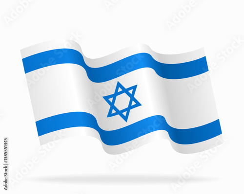 Israeli flag wavy background layout. Vector illustration.