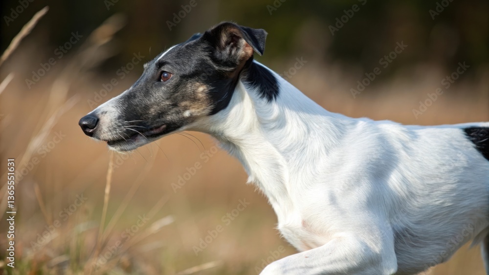 a stunning dog with a black and white coat, running across a grassy field a stunning dog with a black and white coat, running across a grassy field