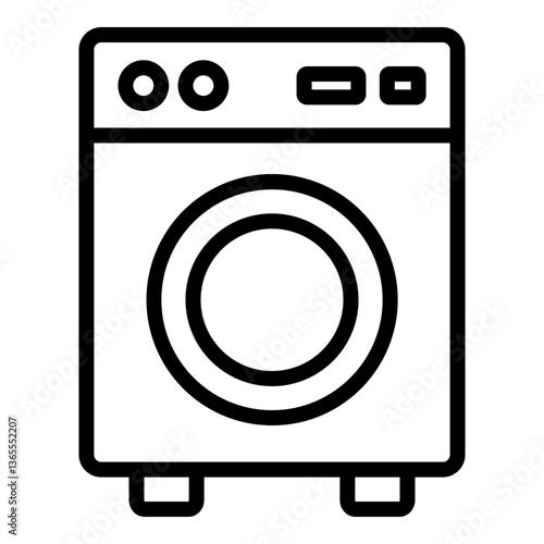Washing Machine Vector Line Icon Design