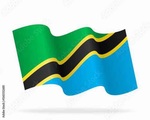 Tanzanian flag wavy background layout. Vector illustration.