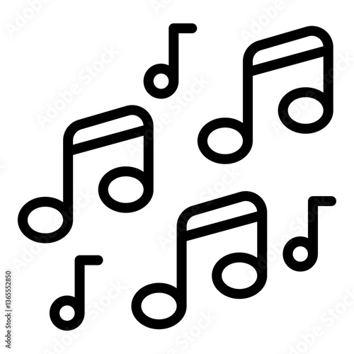 Music Notes Vector Line Icon Design