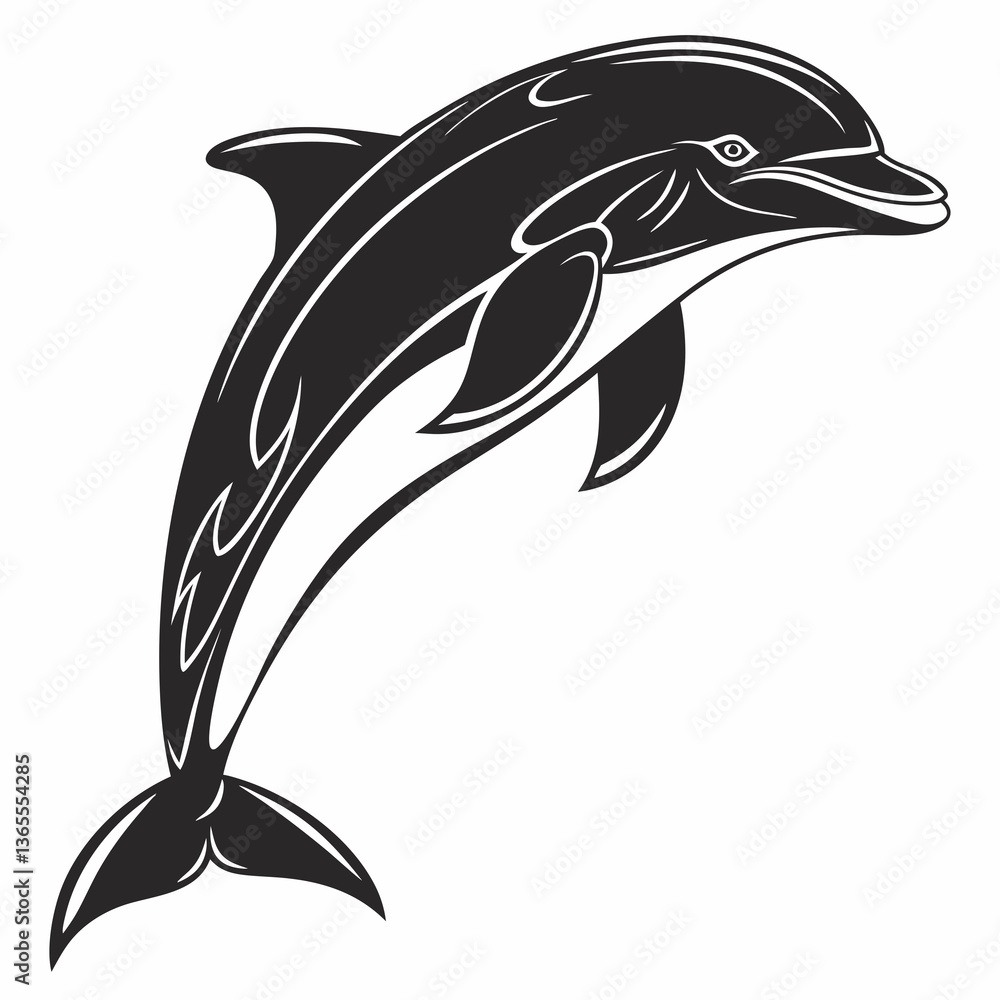 Naklejka premium bottlenose dolphin silhouette black vector