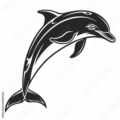 bottlenose dolphin silhouette black vector