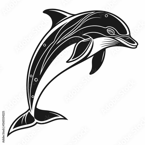 bottlenose dolphin silhouette black vector