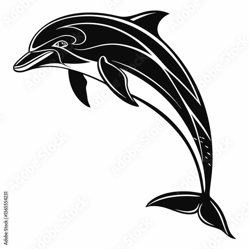 bottlenose dolphin silhouette black vector