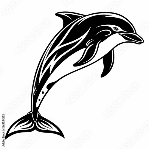 bottlenose dolphin silhouette black vector