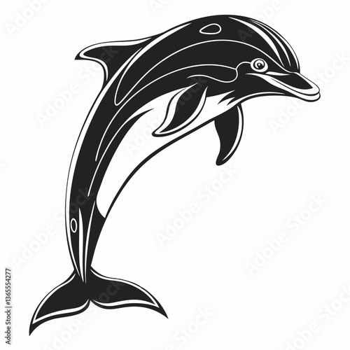 bottlenose dolphin silhouette black vector