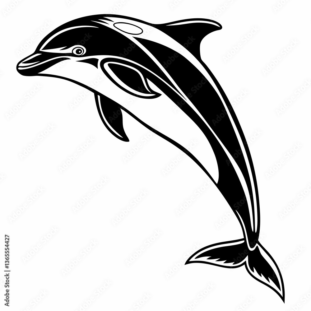 Naklejka premium bottlenose dolphin silhouette black vector