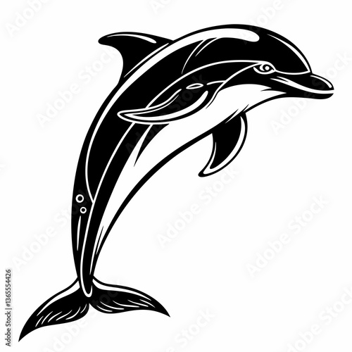 bottlenose dolphin silhouette black vector