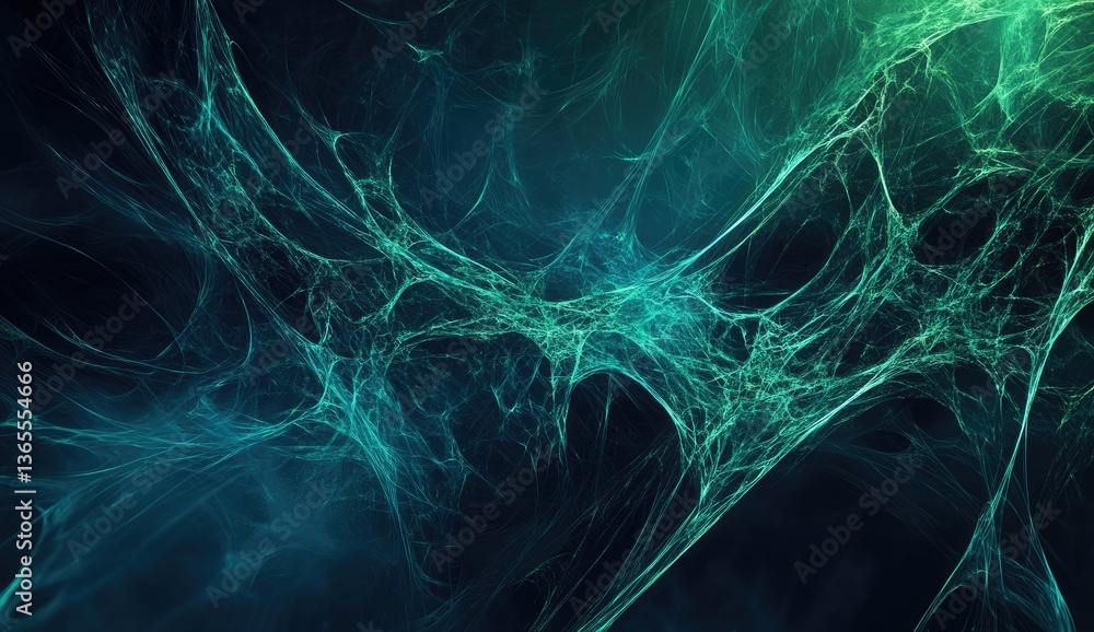 Abstract intricate network of teal and emerald green tendrils against a dark background. Complex, flowing, organic forms resembling a deep sea ecosystem or abstract neural pathways Abstract intricate network of teal and emerald green tendrils against a dark background. Complex, flowing, organic forms resembling a deep sea ecosystem or abstract neural pathways