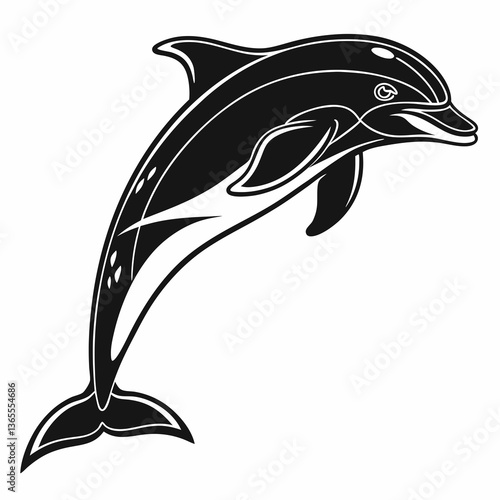 bottlenose dolphin silhouette black vector