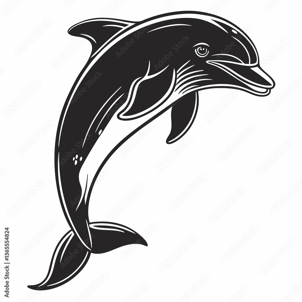 Naklejka premium bottlenose dolphin silhouette black vector