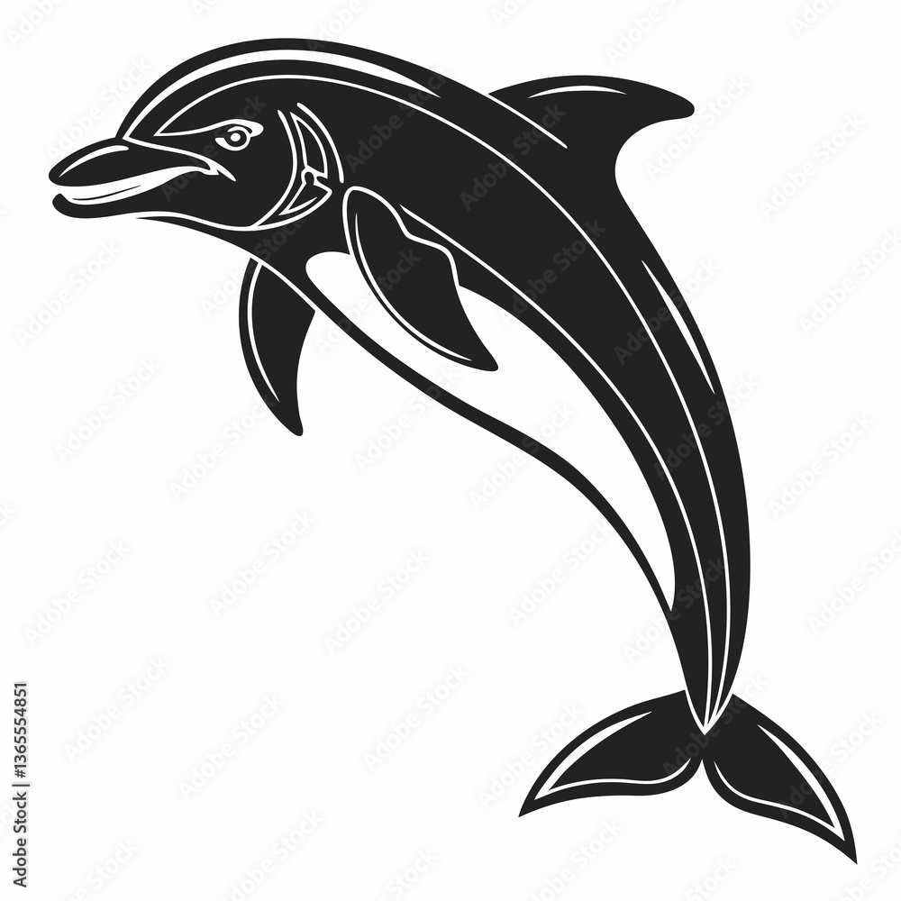 Naklejka premium bottlenose dolphin silhouette black vector