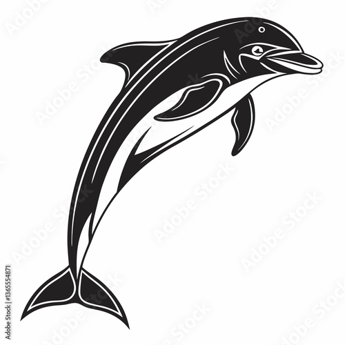bottlenose dolphin silhouette black vector