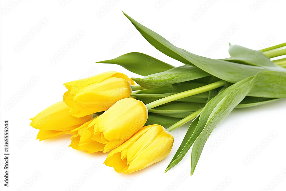 Obraz premium 아름다운 노란색 튤립 꽃다발의 클로즈업 샷
