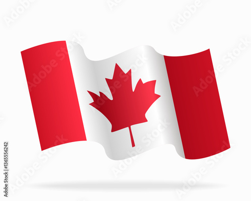 Canadian flag wavy background layout. Vector illustration.