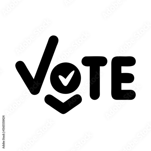 a graphic illustration featuring the word "vote" with a checkmark design