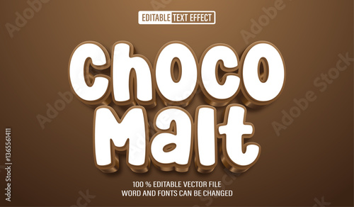 Editable 3d text style effect - Choco Malt text effect Template