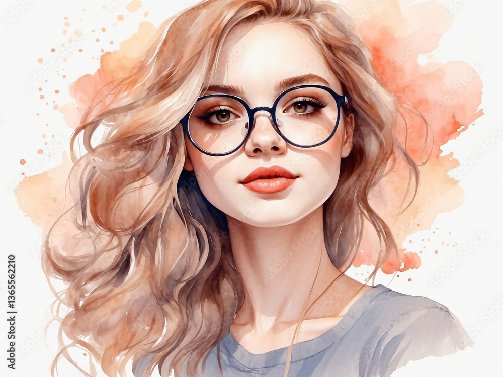 watercolor woman with glasses watercolor woman with glasses