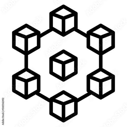 Blockchain Vector Line Icon Design