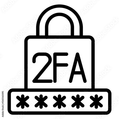 TwoFactor Authentication (FA) Vector Line Icon Design