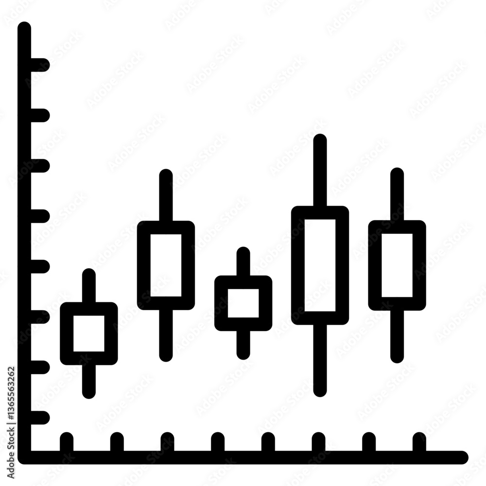 Obraz premium Candlestick Chart Vector Line Icon Design