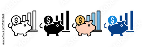 Retirement Savings Icon Set Multiple Style Collection