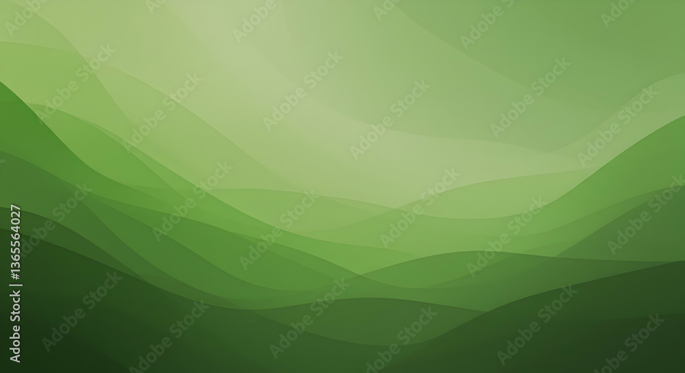 Abstract Green Landscape with Wavy Layers and Gradient Background Abstract Green Landscape with Wavy Layers and Gradient Background