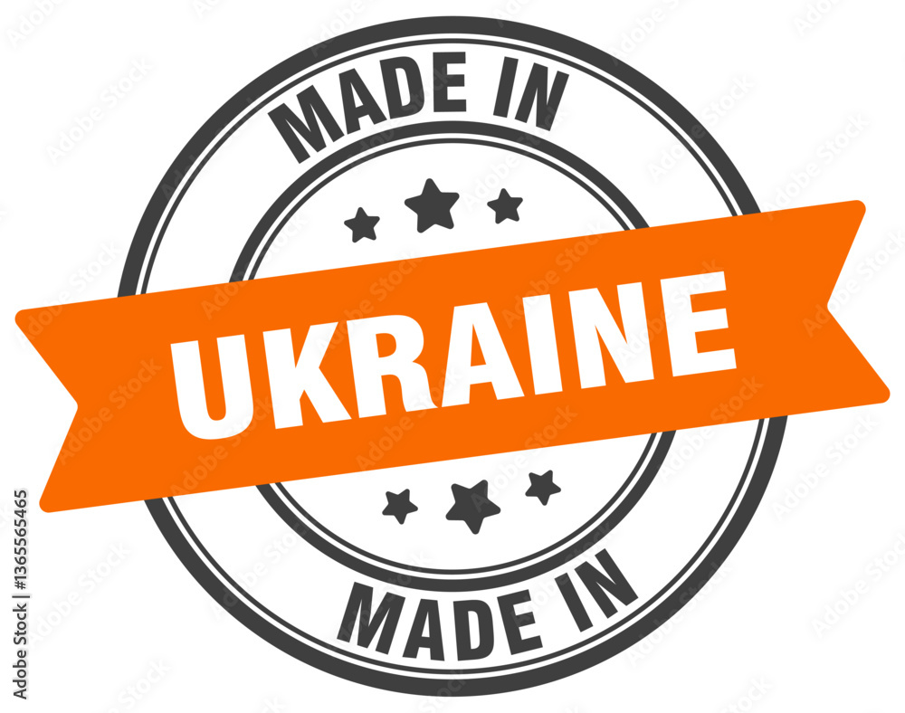 Fototapeta premium Made in Ukraine round sign. Made in Ukraine stamp.