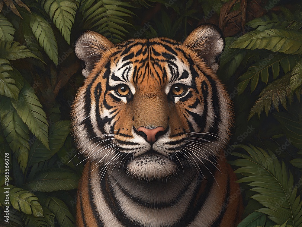 Tiger in Lush Jungle Tiger in Lush Jungle