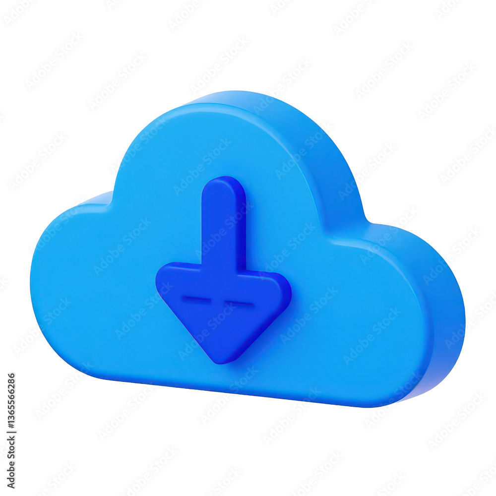Blue Cloud Download Icon On Transparent Background, Generative AI Blue Cloud Download Icon On Transparent Background, Generative AI