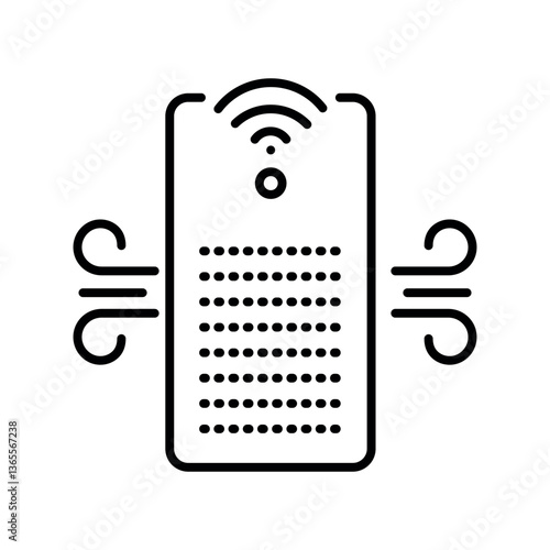 Smart air purifier black line icon for digital and print projects.